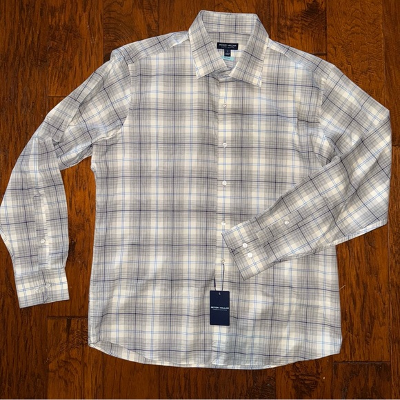 Peter Millar Crown Crafted Axe Winter Soft Twill Shirt British Grey Men’s Large - Picture 5 of 15